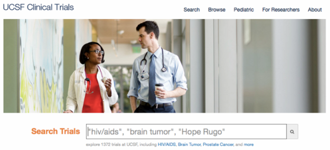 UCSF Clinical Trials homepage 