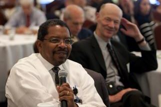 Talmadge King, MD, Chair of UCSF’s Department of Medicine, with Bill Balke, MD, Director of CTSI's CRS program (background)